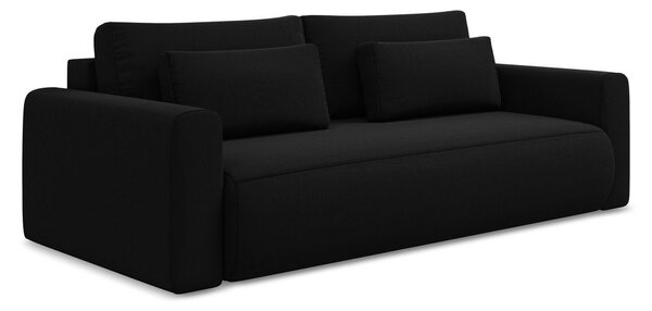 Czarna aksamitna rozkładana/ze schowkiem sofa 238 cm Kapua – Makamii