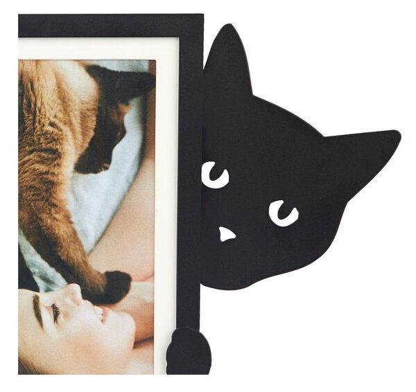 Czarna metalowa ramka stojąca 31x19,5 cm Hidden Cat – Balvi