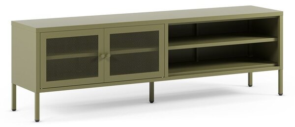 Zielona metalowa szafka pod TV 160x50x35 cm Fayna – Marckeric