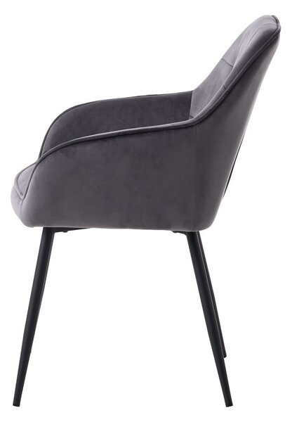 Szare tapicerowane fotele jadalniane zestaw z podłokietnikami 2 szt. Nolan Square – Unique Furniture
