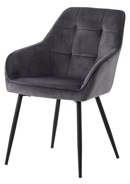 Szare tapicerowane fotele jadalniane zestaw z podłokietnikami 2 szt. Nolan Square – Unique Furniture