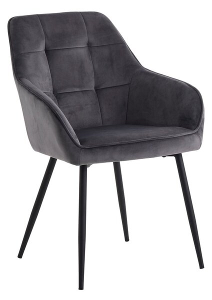 Szare tapicerowane fotele jadalniane zestaw z podłokietnikami 2 szt. Nolan Square – Unique Furniture