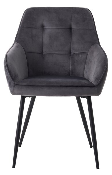 Szare tapicerowane fotele jadalniane zestaw z podłokietnikami 2 szt. Nolan Square – Unique Furniture