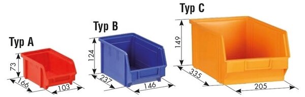 Szafa z plastikowymi pojemnikami BASIC - 1800 x 400 x 920 mm, 104x A, szary