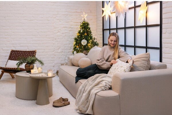 Białobeżowy koc dzianinowy 130x170 cm Chunky Marl Knit – Catherine Lansfield