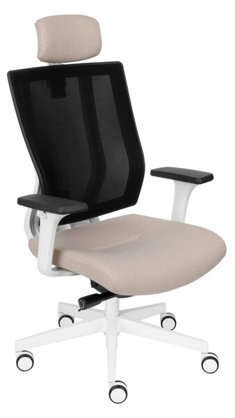Fotel biurowy MaxPro WS HD - ergonomiczny, siatkowy, obrotowy, wygodny dla kręgosłupa, z zagłówkiem
