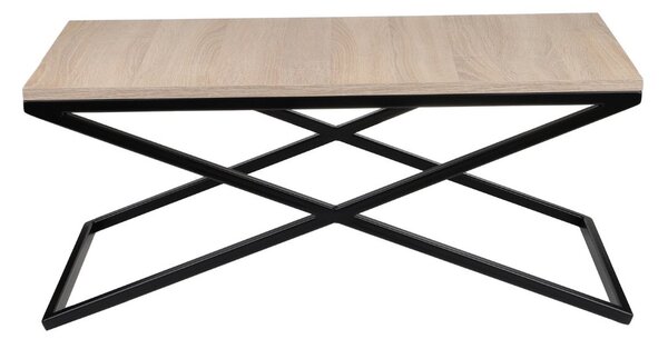 Stolik ławka Linda 45x90, pufa do salonu, siedzisko ze stolikiem, ławka loft, dwuosobowa, z poduszką, minimalistyczna, czarna
