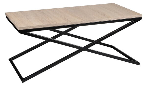 Stolik ławka Linda 45x90, pufa do salonu, siedzisko ze stolikiem, ławka loft, dwuosobowa, z poduszką, minimalistyczna, czarna