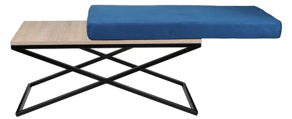 Stolik ławka Linda 45x90, pufa do salonu, siedzisko ze stolikiem, ławka loft, dwuosobowa, z poduszką, minimalistyczna, czarna