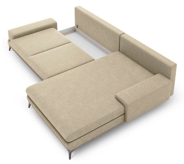 Beżowy rozkładany narożnik Windsor & Co Sofas Planet, prawostronny