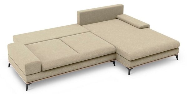 Beżowy rozkładany narożnik Windsor & Co Sofas Planet, prawostronny
