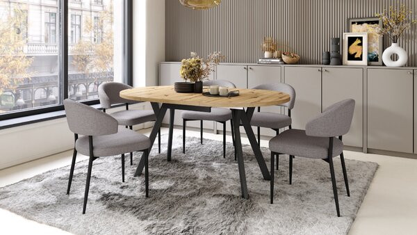 ALMO Dąb Artisan/nogi czarne - OKRĄGŁY STÓŁ ROZKŁADANY Z NOGAMI Y LOFTOWY/INDUSTRIALNY DO SALONU/JADALNI