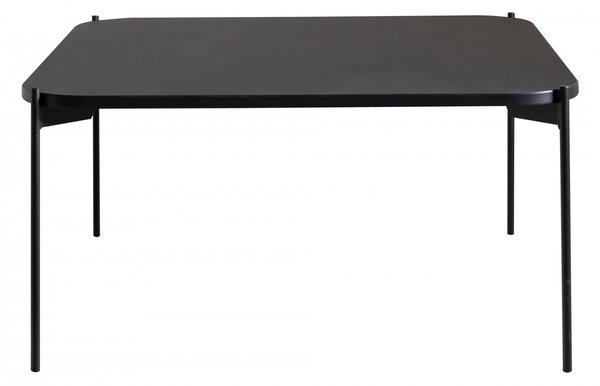 Czarny stolik z zaokrąglonymi rogami i metalowymi nogami, 74 cm
