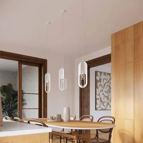 Biała pojedyncza lampa wisząca metalowa loft - A651 F5-N04
