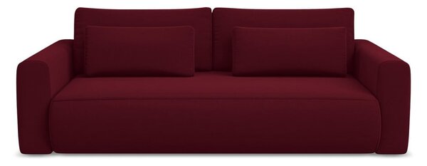 Bordowa aksamitna rozkładana/ze schowkiem sofa 238 cm Kapua – Makamii