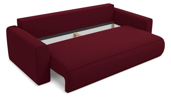 Bordowa aksamitna rozkładana/ze schowkiem sofa 238 cm Kapua – Makamii
