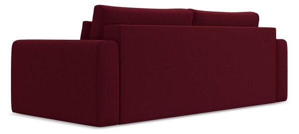 Bordowa aksamitna rozkładana/ze schowkiem sofa 238 cm Kapua – Makamii