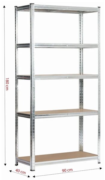 Metalowy srebrny regał 180 cm M5-C22
