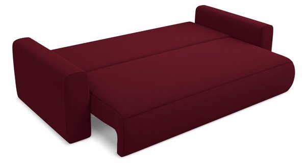 Bordowa aksamitna rozkładana/ze schowkiem sofa 238 cm Kapua – Makamii