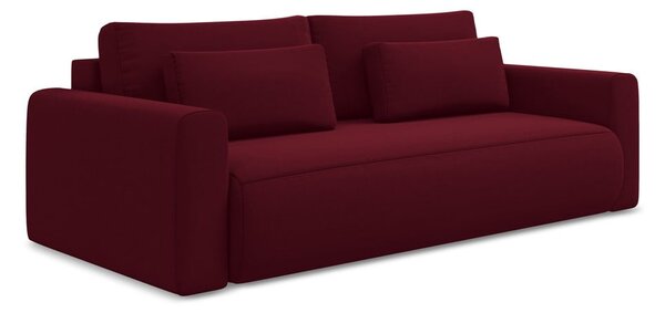 Bordowa aksamitna rozkładana/ze schowkiem sofa 238 cm Kapua – Makamii