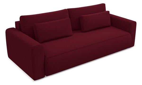 Bordowa aksamitna rozkładana/ze schowkiem sofa 238 cm Kapua – Makamii