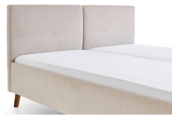 Beżowe tapicerowane łóżko dwuosobowe ze stelażem 160x200 cm Piano – Meise Möbel