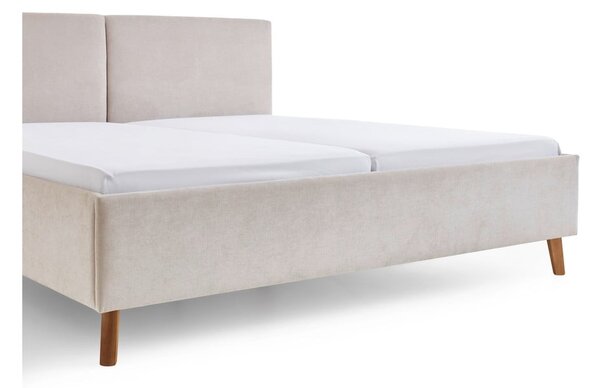 Beżowe tapicerowane łóżko dwuosobowe ze stelażem 160x200 cm Piano – Meise Möbel