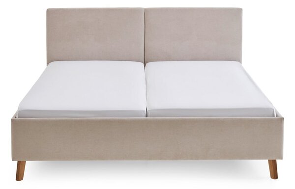Beżowe tapicerowane łóżko dwuosobowe ze stelażem 160x200 cm Piano – Meise Möbel