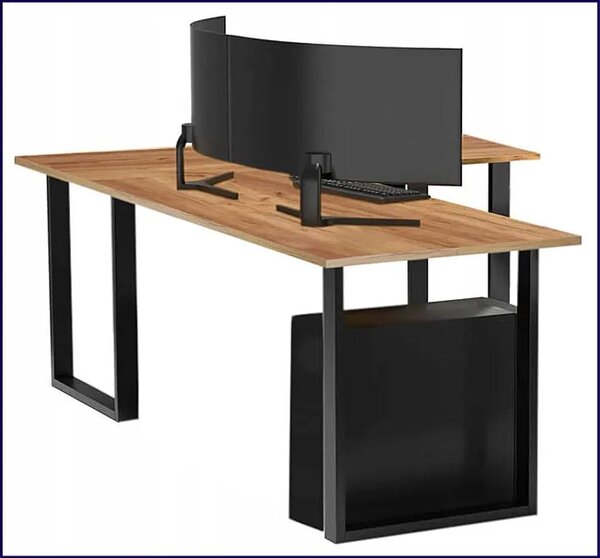 Narożne biurko na metalowych nogach 150x90x60 dąb craft złoty P8-F93