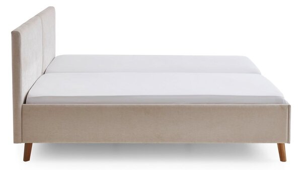Beżowe tapicerowane łóżko dwuosobowe ze stelażem 160x200 cm Piano – Meise Möbel