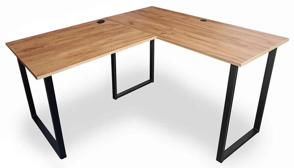 Narożne biurko w stylu loft 120x150x60 dąb craft złoty W0-S07