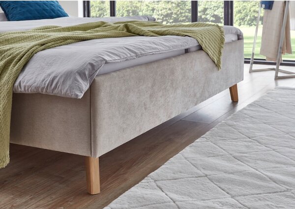 Beżowe tapicerowane łóżko dwuosobowe ze stelażem 160x200 cm Piano – Meise Möbel