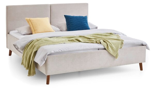 Beżowe tapicerowane łóżko dwuosobowe ze stelażem 160x200 cm Piano – Meise Möbel