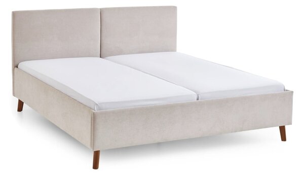 Beżowe tapicerowane łóżko dwuosobowe ze stelażem 160x200 cm Piano – Meise Möbel