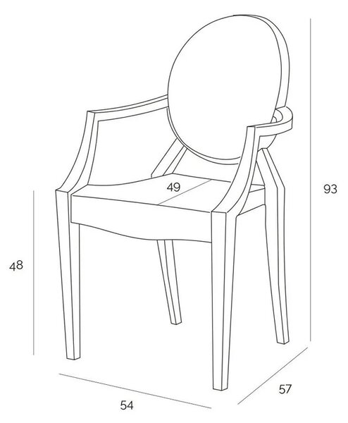 Transparentne krzesło ghost z podłokietnikami N7-E73