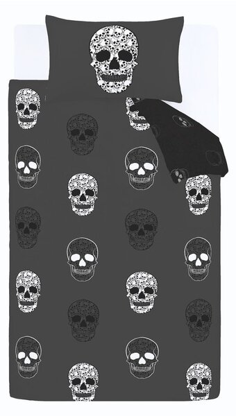 Ciemnoszara pościel dziecięca jednoosobowa 135x200 cm Skulls – Catherine Lansfield
