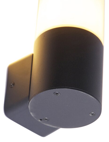 Nowoczesna lampa ścienna zewnętrzna czarna z opalem IP44 - Odense