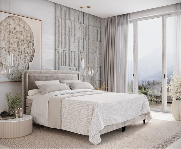 Jasnobrązowe łóżko boxspring 160x200 cm Dove – Maison de Rêve