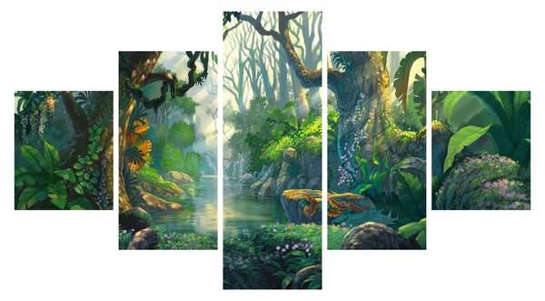 Obraz - Ilustracja lasu tropikalnego (125x70 cm)