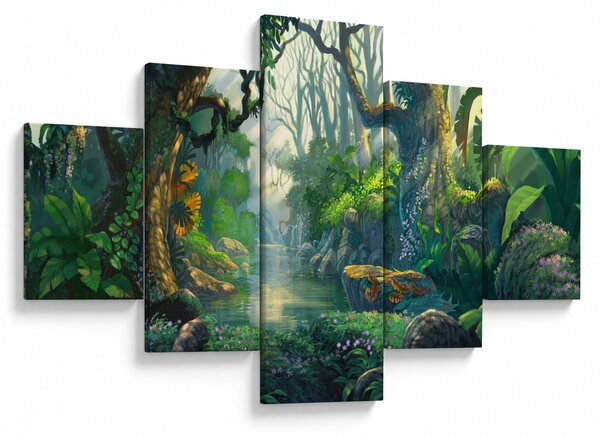 Obraz - Ilustracja lasu tropikalnego (125x70 cm)