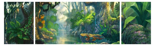 Obraz - Ilustracja lasu tropikalnego (170x50 cm)