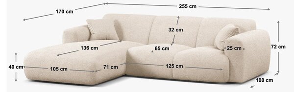 Beżowy narożnik z materiału bouclé (lewostronny) Molino – Micadoni Home
