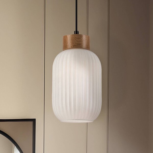 Lampa wisząca szklana Harmony Lamkur, możliwość ściemniania, biały / opal, salon / jadalnia, szkło, skandynawski