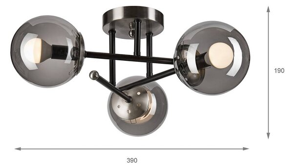 Lampa sufitowa Malena Lamkur, możliwość ściemniania, aluminiowy / szary / cynkowy, salon / jadalnia, szkło