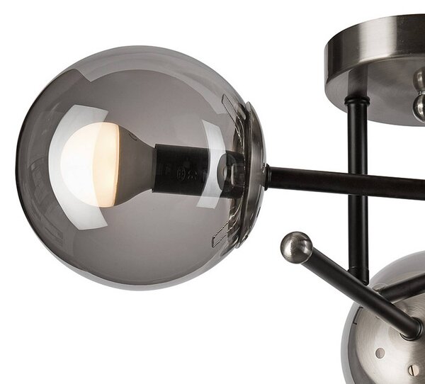 Lampa sufitowa Malena Lamkur, możliwość ściemniania, aluminiowy / szary / cynkowy, salon / jadalnia, szkło
