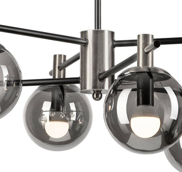 Lampa sufitowa Lilou Lamkur, możliwość ściemniania, aluminiowy / szary / cynkowy, salon / jadalnia, szkło