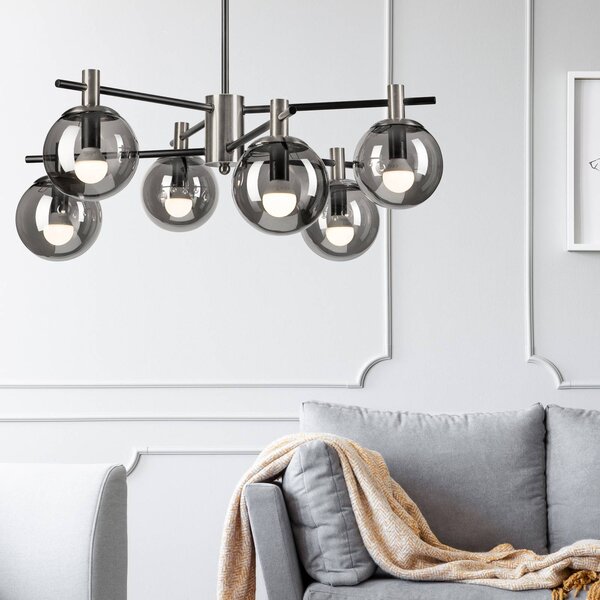Lampa sufitowa Lilou Lamkur, możliwość ściemniania, aluminiowy / szary / cynkowy, salon / jadalnia, szkło