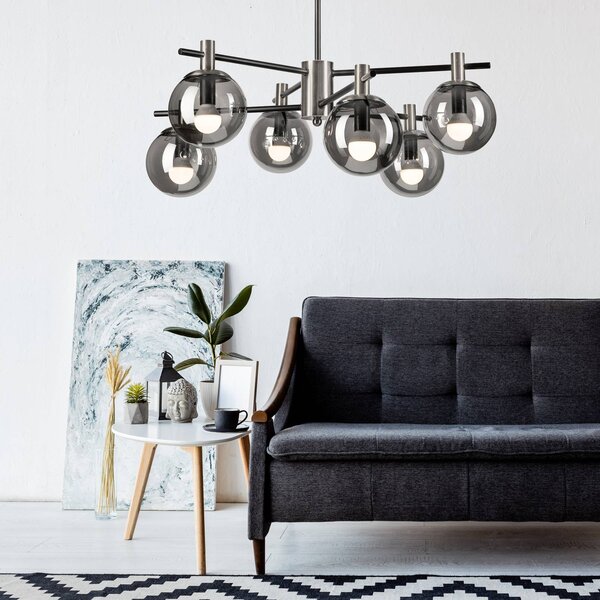 Lampa sufitowa Lilou Lamkur, możliwość ściemniania, aluminiowy / szary / cynkowy, salon / jadalnia, szkło
