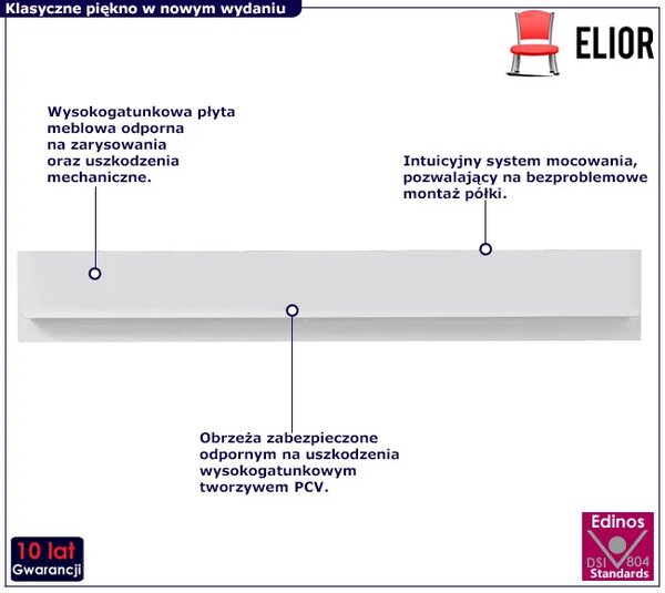 Biała minimalistyczna półka ścienna E5-B46