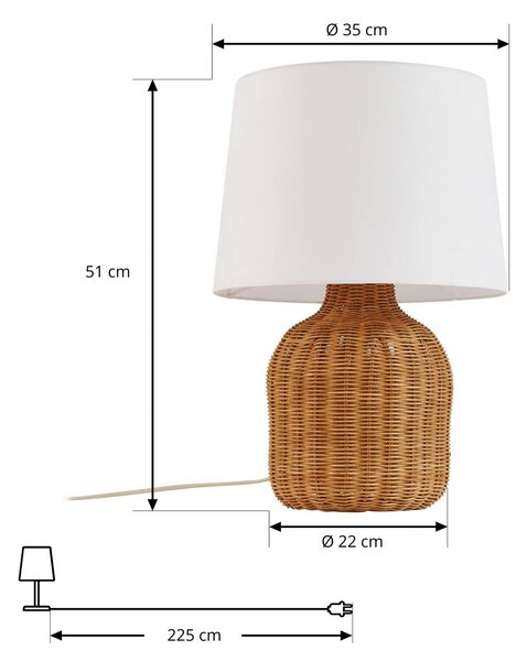 Lampka nocna do sypialni Lirenda Lindby, biały / opal, salon / jadalnia, drewno, skandynawski